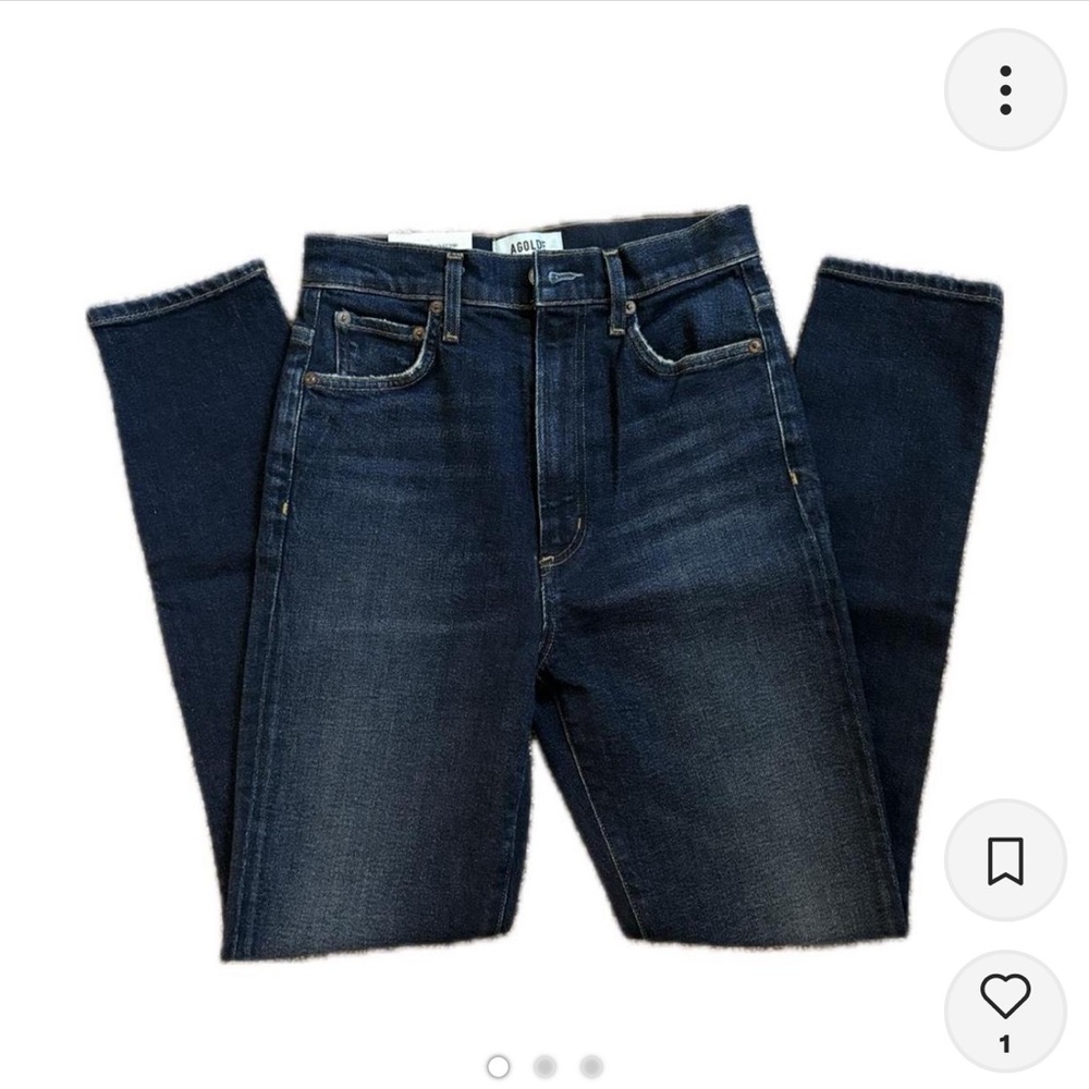 nice slim leg high rise agolde jeans
dark indigo blue wash